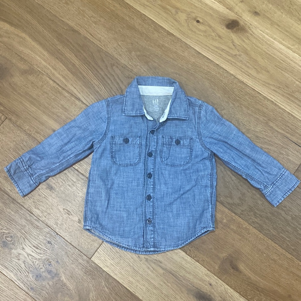 Gap 3T long sleeve denim shirt with soft cotton lining